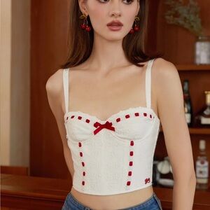 White Corset with Red Accents